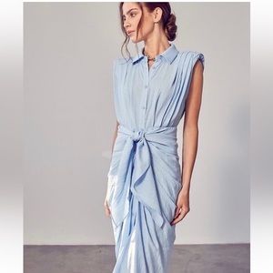 Denim tie waist belt dress